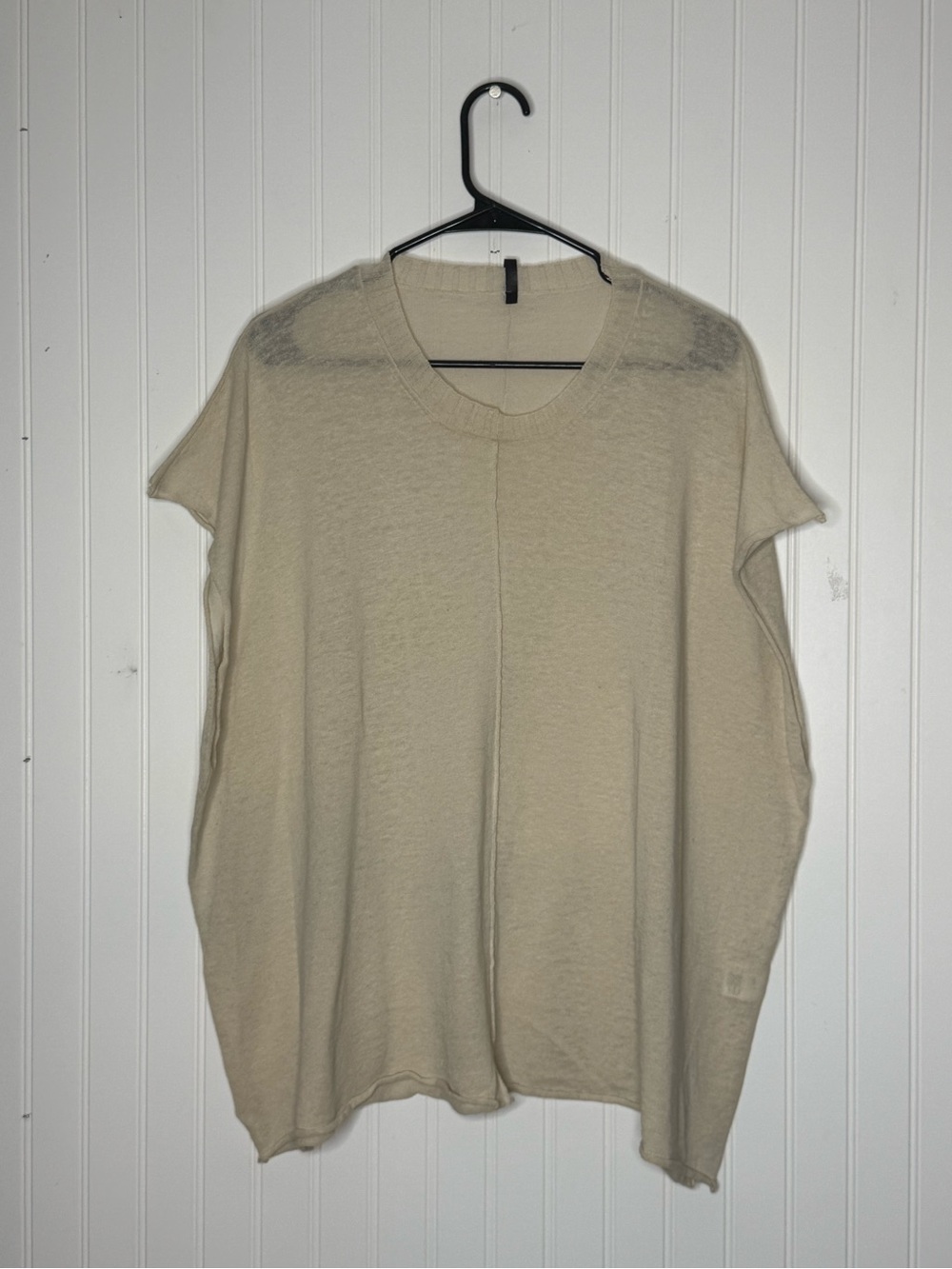 Serienumerica Minimalist Lagenlook Organic Cotton and Linen Knit Poncho Sweater